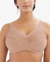 Glamorise Women's Full Figure Plus Size Magic Lift Moisture Control Wirefree Bra 1064 In Brown