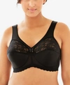 Glamorise Women's Full Figure Plus Size Magiclift Original Wirefree Support Bra 1000 In Black