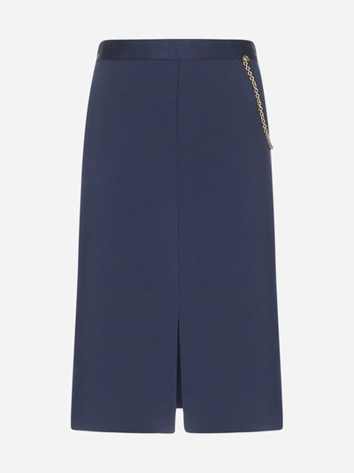 Givenchy Chain-detail Stretch Knit Skirt In Dark Navy