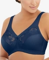 Glamorise Women's Full Figure Plus Size Magiclift Wirefree Minimizer Support Bra 1003 In Blue