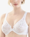 Glamorise Women's Full Figure Plus Size Wonderwire Front Close Stretch Lace Bra 9245 In White
