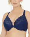 Glamorise Women's Plus Size Wonder Wire Front Close T-back Bra 1246 In Blue