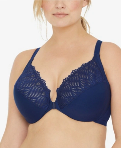 Glamorise Women's Plus Size Wonder Wire Front Close T-back Bra In Blue