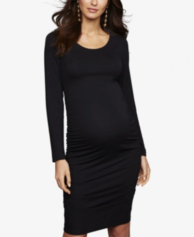 A Pea In The Pod Luxe Side Ruched Long Sleeve Maternity Dress In Black