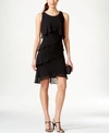 Sl Fashions Tiered Chiffon Dress In Black
