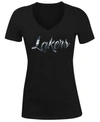 5TH & OCEAN WOMEN'S LOS ANGELES LAKERS FOIL V NECK T-SHIRT