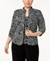 ALEX EVENINGS PLUS SIZE PRINTED MANDARIN JACKET & TOP SET