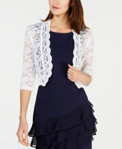 Connected Scalloped Lace Shrug In White