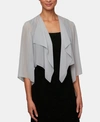 Alex Evenings Chiffon Hanky Hem Short Bolero Jacket Dress In Silver