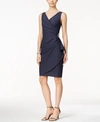 ALEX EVENINGS COMPRESSION EMBELLISHED RUCHED SHEATH DRESS