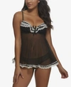 JEZEBEL WOMEN'S RUFFLES GALORE BABYDOLL 2 PIECE LINGERIE SET