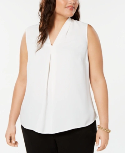 Bar Iii Plus Size Sleeveless Jersey Knit Top, Created For Macy's In Bright White