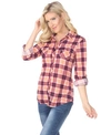 White Mark Oakley Womens Flannel Plaid Button-down Top In Orange