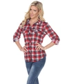 White Mark Women's Oakley Stretchy Plaid Top In Red