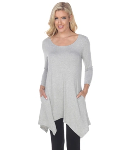 White Mark Makayla Womens Heathered Sharkbite Hem Tunic Top In Heather Gray