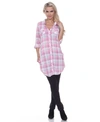 White Mark Plus Piper Stretchy Plaid Tunic In Pink