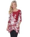 White Mark Plus Yanette Tunic Top In Dark Red