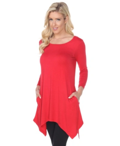 White Mark Womens Boatneck Handkerchief Hem Tunic Top In Red