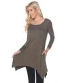 White Mark Womens Boatneck Handkerchief Hem Tunic Top In Olive