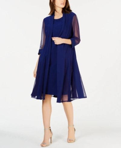 R & M Richards Embellished Dress & 3/4-sleeve Jacket In Royal