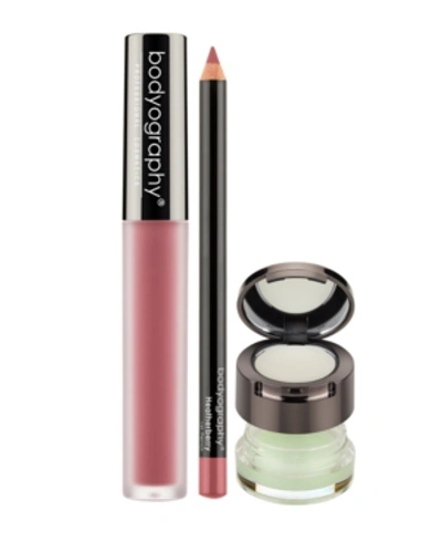 Bodyography Lip Scrub, Balm, Lip Pencil, Liquid Lipstick Bundle In Mauve Pink