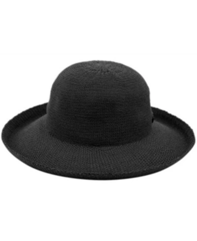 Epoch Hats Company Angela & William Wide Brim Sun Bucket Hat With Roll Up Edge In Black