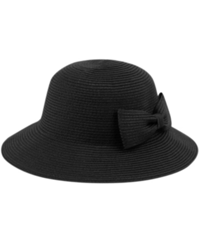 Epoch Hats Company Angela & William Poly Braid Bucket Sun Hat With Ribbon In Black