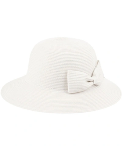 Epoch Hats Company Angela & William Poly Braid Bucket Sun Hat With Ribbon In White