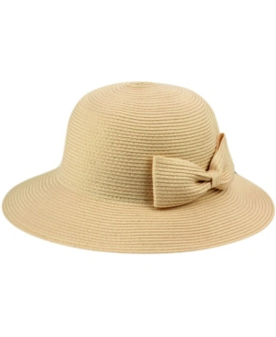 Epoch Hats Company Angela & William Poly Braid Bucket Sun Hat With Ribbon In Khaki