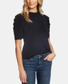 Cece Puff Sleeve Crepe Top In Rich Black