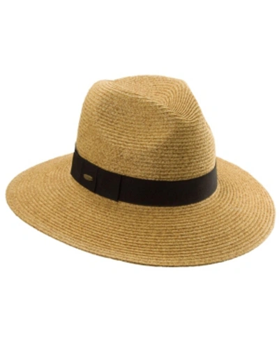 Scala Paper Braid Fedora With Ribbon In Toast