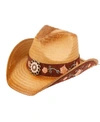 Epoch Hats Company Cowboy Hat With Floral Trim Band And Stud In Natural