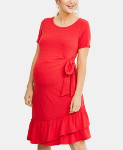 A Pea In The Pod Maternity Ruffled Dress In Red