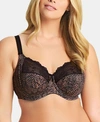 Elomi Full Figure Morgan Banded Underwire Stretch Lace Bra El4110, Online Only In Ebony