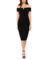 Xscape Juniors Womens V Neck Of-the-shoulders Cocktail And Party Dress In Black