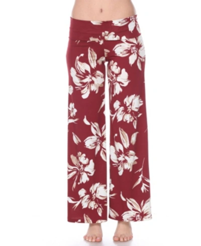 White Mark Flower Print Palazzo Pants In Red