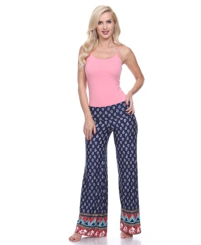 White Mark Indian Paisley Print Palazzo Pants In Navy