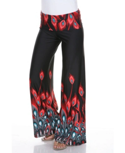 White Mark Peacock Printed Palazzo Pants In Red