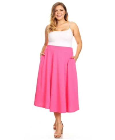 White Mark Plus Size Tasmin Flare Midi Skirt In Pink