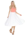 White Mark Flared Midi Skirt With Pockets In White