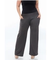 White Mark Womens Fold-over Waist Polyester Wide Leg Pants In Grey