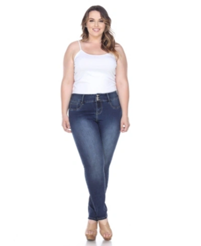 White Mark Plus Size Super Stretch Denim In Blue