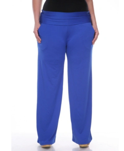 White Mark Plus Size Solid Palazzo Pants In Blue