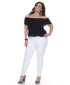 White Mark Plus Size Super Stretch Capri Denim In White