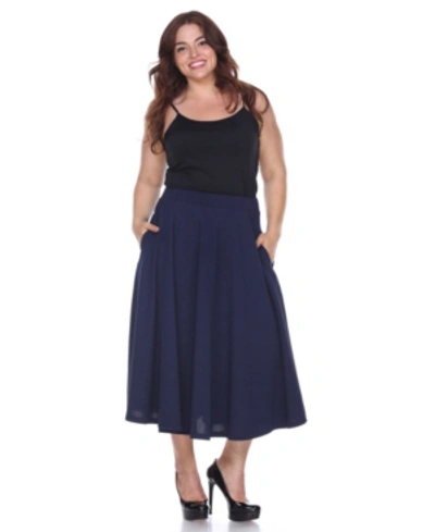 White Mark Plus Size Tasmin Flare Midi Skirt In Navy