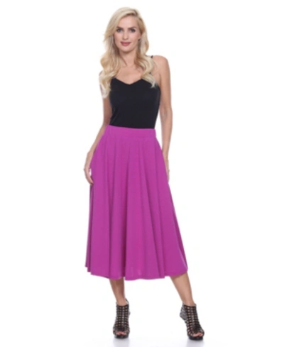 White Mark Flared Midi Skirt With Pockets In Purple