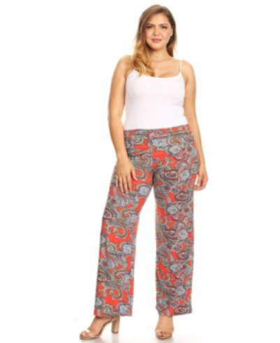 White Mark Plus Size Paisley Print Palazzo Pants In Red