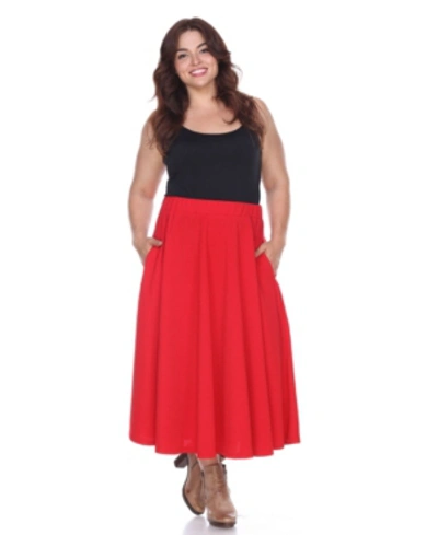 White Mark Plus Size Tasmin Flare Midi Skirt In Red