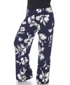 White Mark Plus Size Flower Print Palazzo Pants In Navy