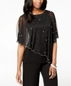Msk Embellished Asymmetrical Overlay Top In Black